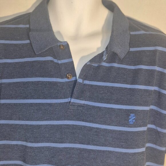 IZOD Polo shirt, grey and blue stripes in size XL - Picture 1 of 14